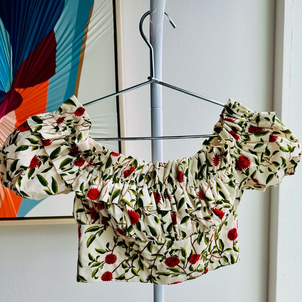 Agua by Agua Bendita Embroidered Floral Crop Top Small